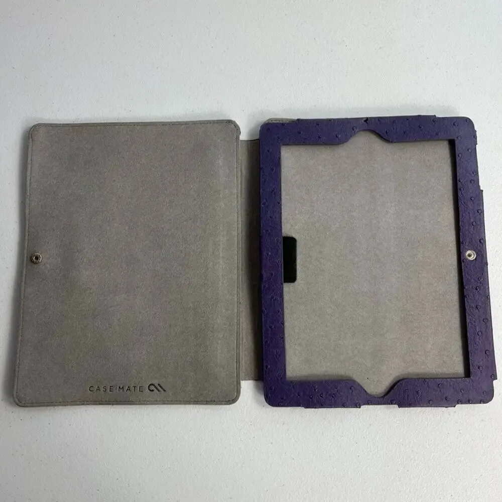 CaseMate Ipad Case Purple Ostrich Leather Snap Closure 7.5